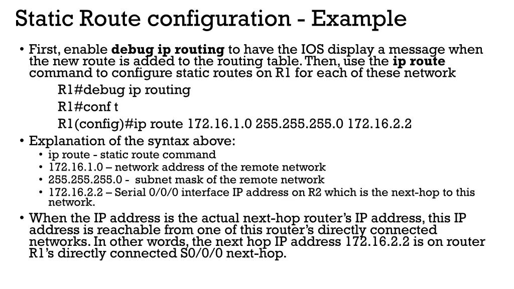 static route configuration example 1