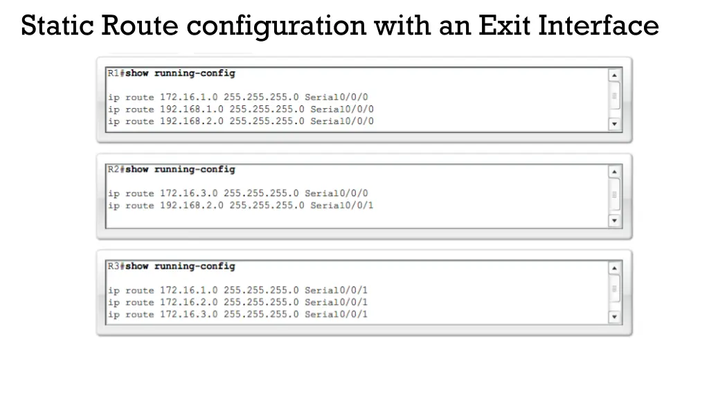 static route configuration with an exit interface 2