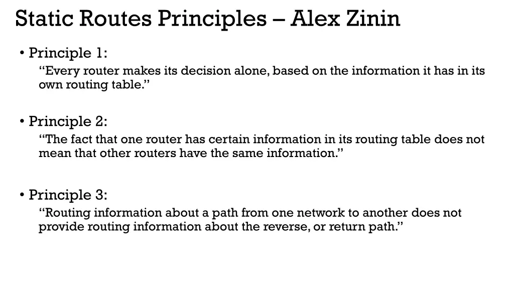 static routes principles alex zinin