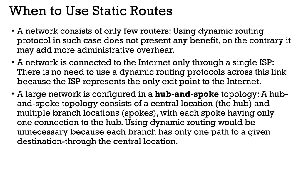 when to use static routes