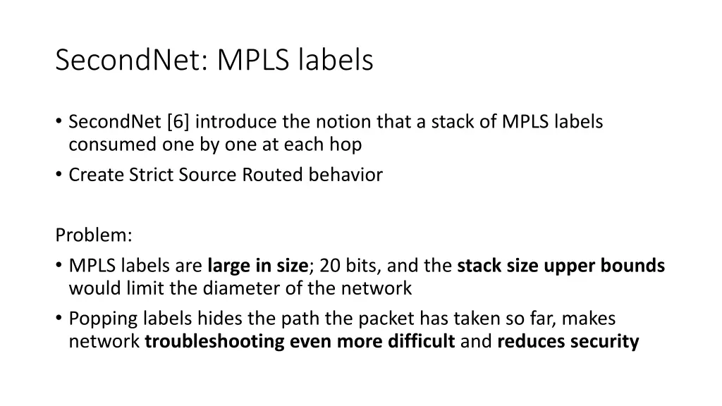 secondnet mpls labels