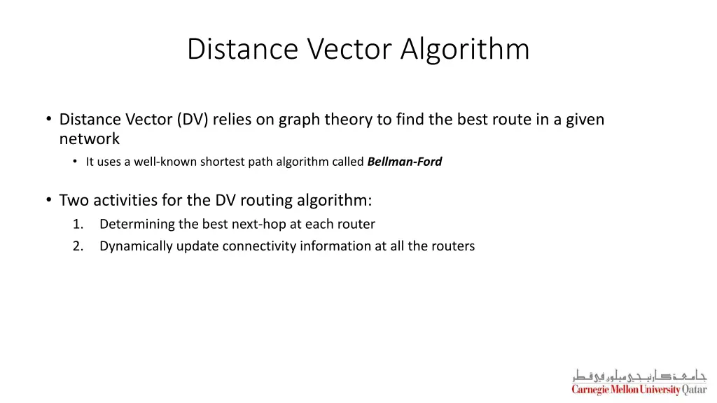 distance vector algorithm