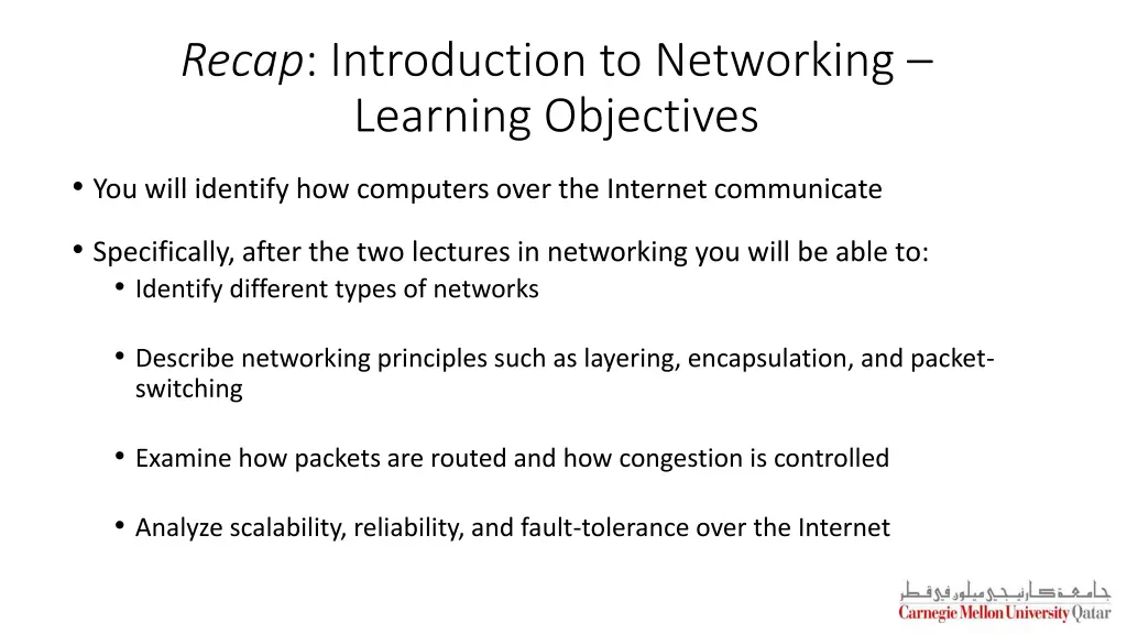 recap introduction to networking learning