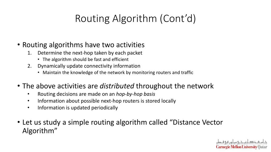 routing algorithm cont d