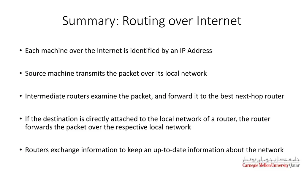 summary routing over internet