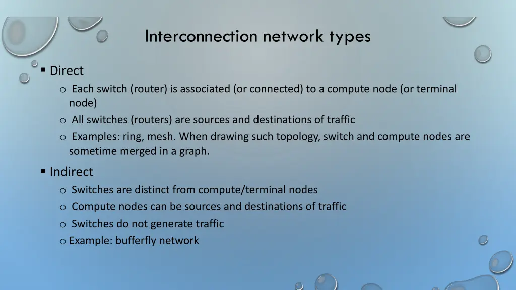 interconnection network types