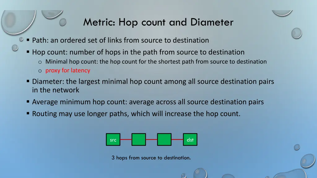 metric hop count and diameter