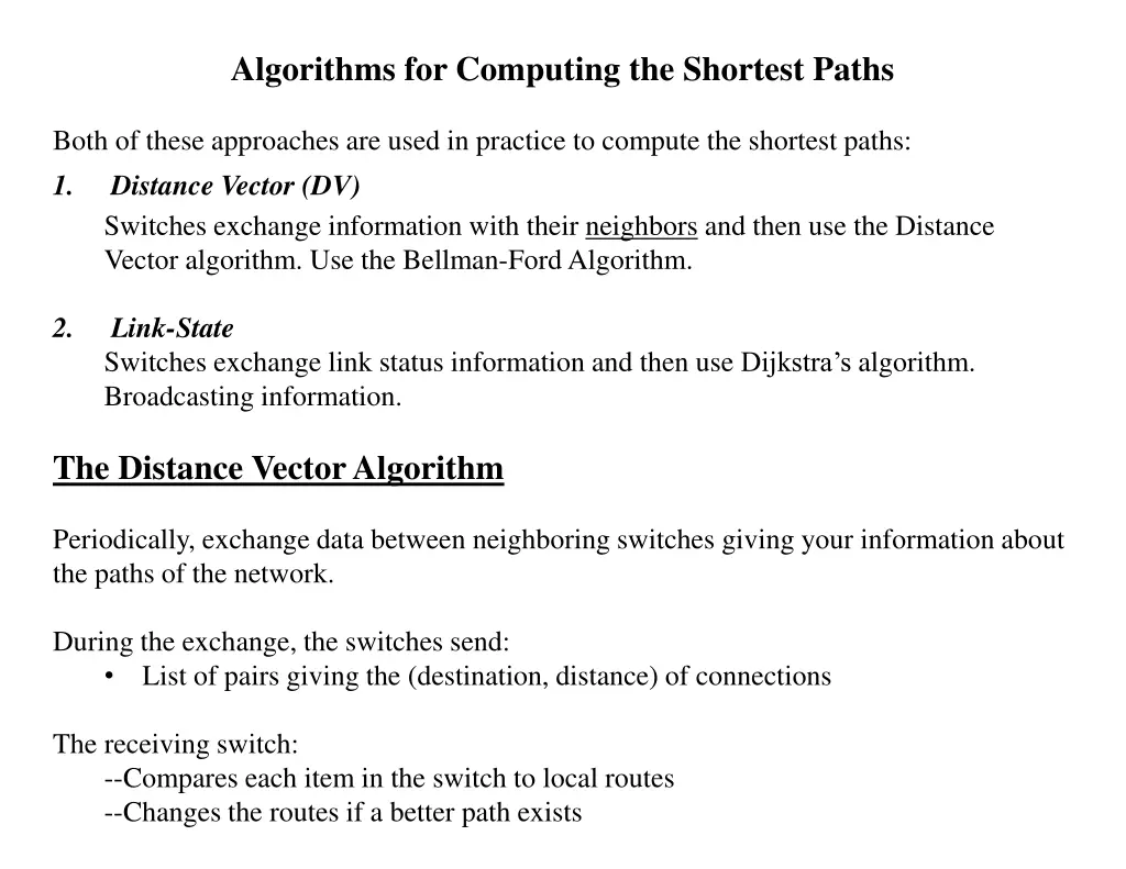 algorithms for computing the shortest paths