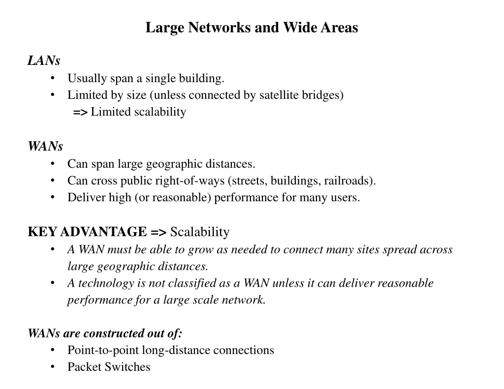 large networks and wide areas