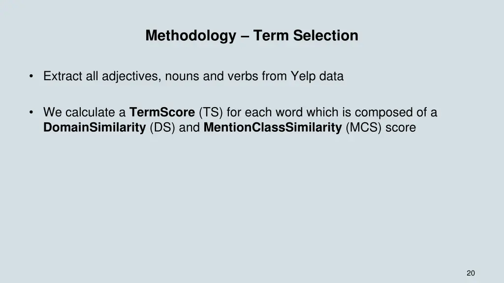 methodology term selection