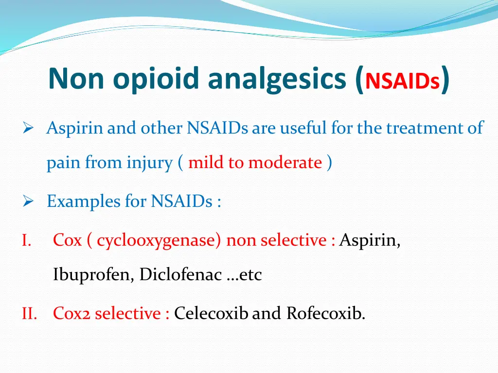 non opioid analgesics nsaids