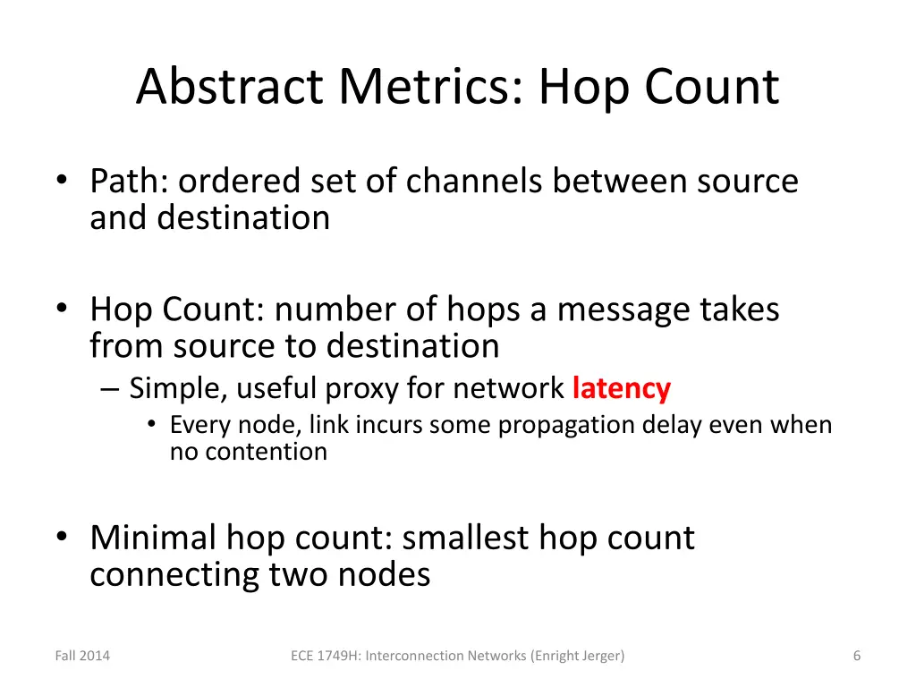 abstract metrics hop count