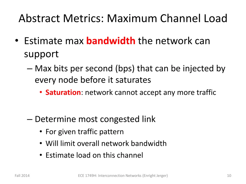 abstract metrics maximum channel load