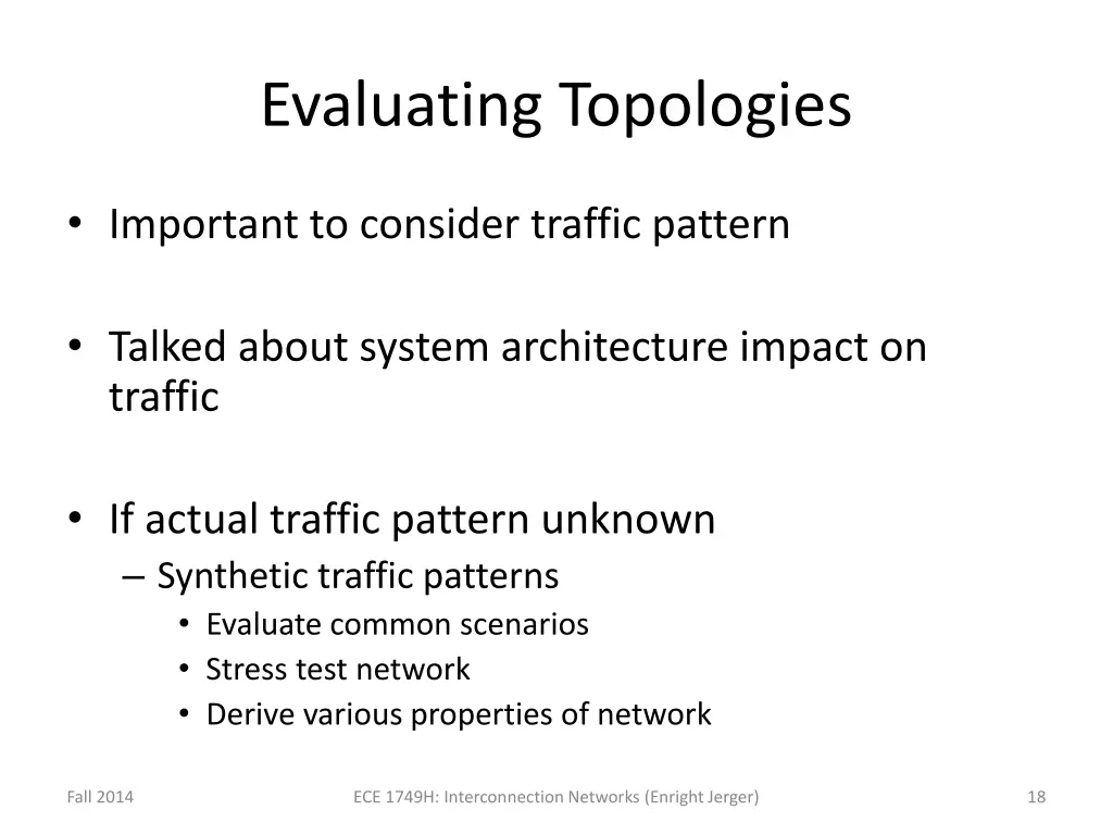 evaluating topologies