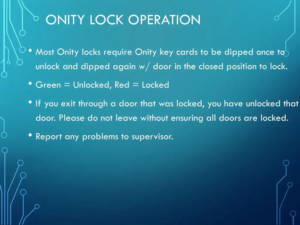 onity lock operation