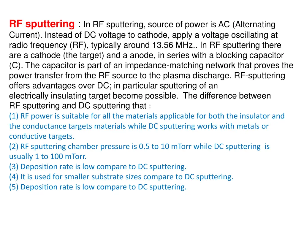 rf sputtering in rf sputtering source of power