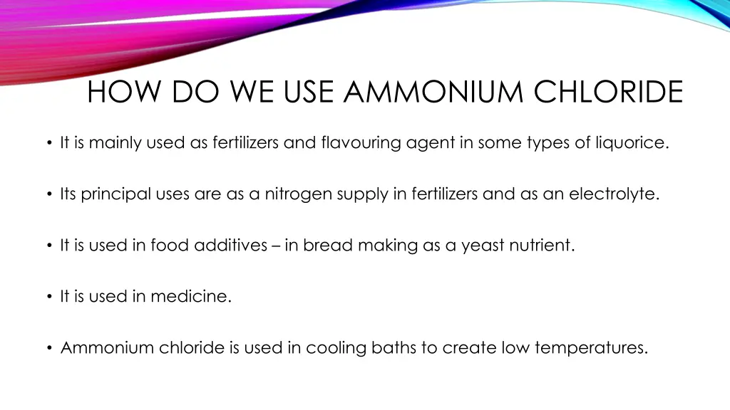 how do we use ammonium chloride