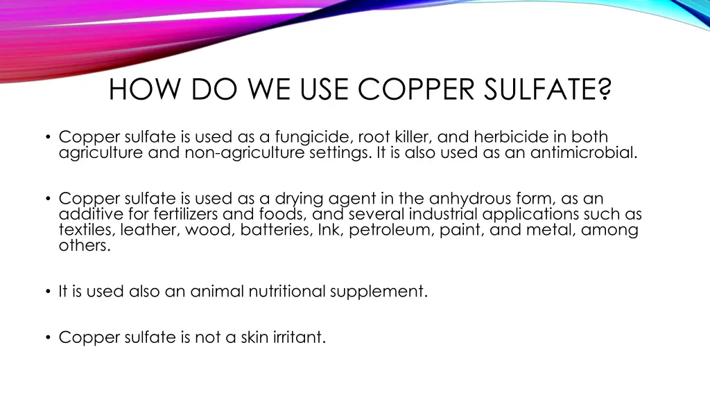 how do we use copper sulfate