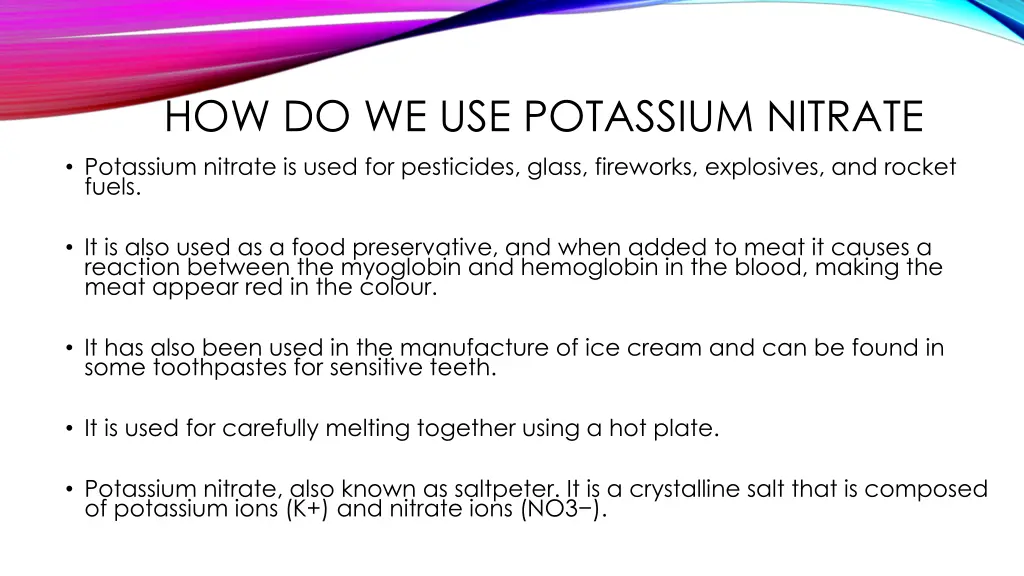 how do we use potassium nitrate potassium nitrate