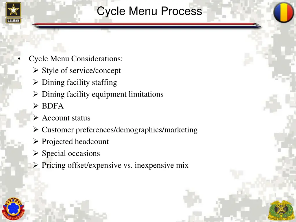 cycle menu process