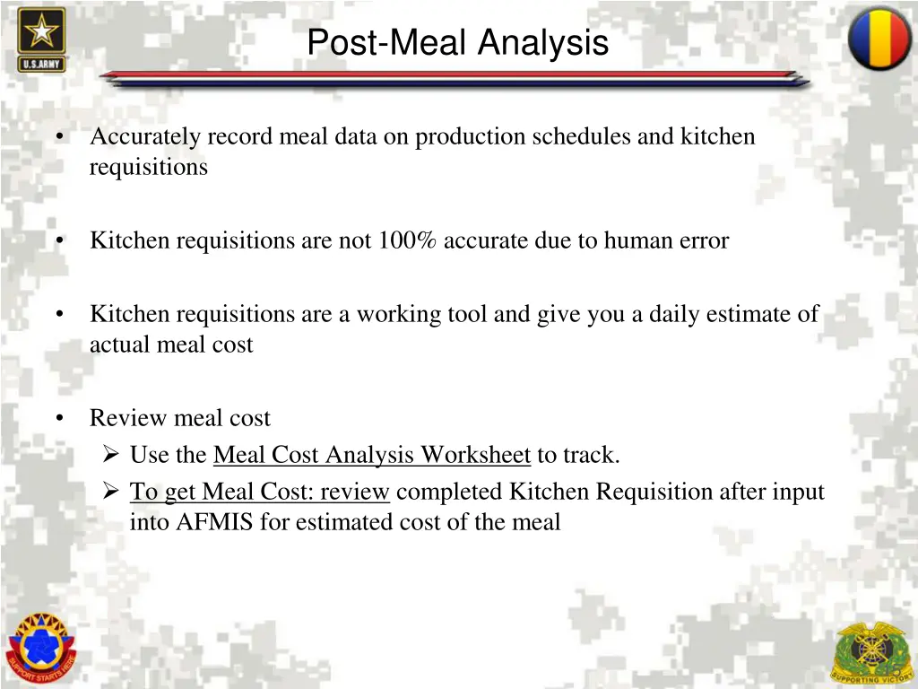 post meal analysis