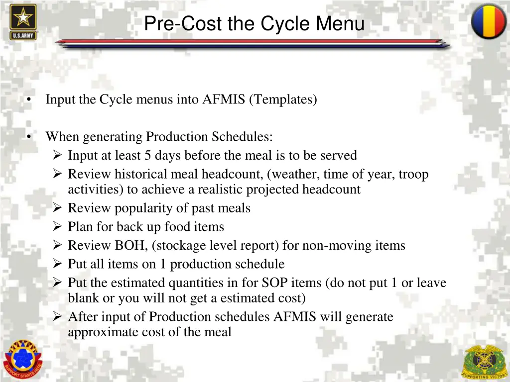 pre cost the cycle menu