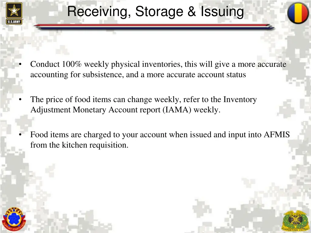 receiving storage issuing 1