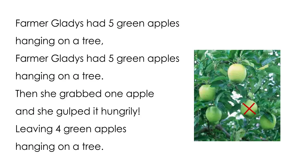 farmer gladys had 5 green apples