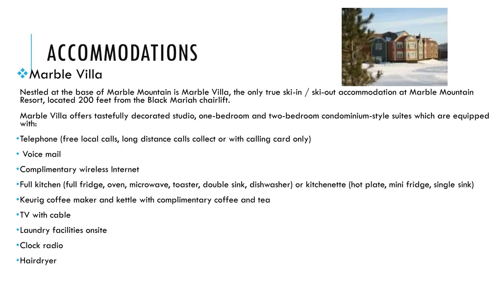 accommodations marble villa