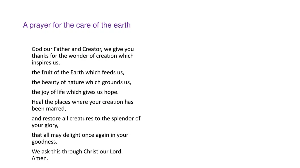 a prayer for the care of the earth