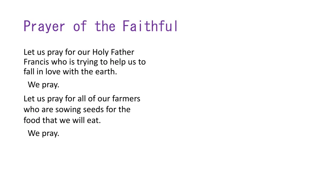 prayer of the faithful