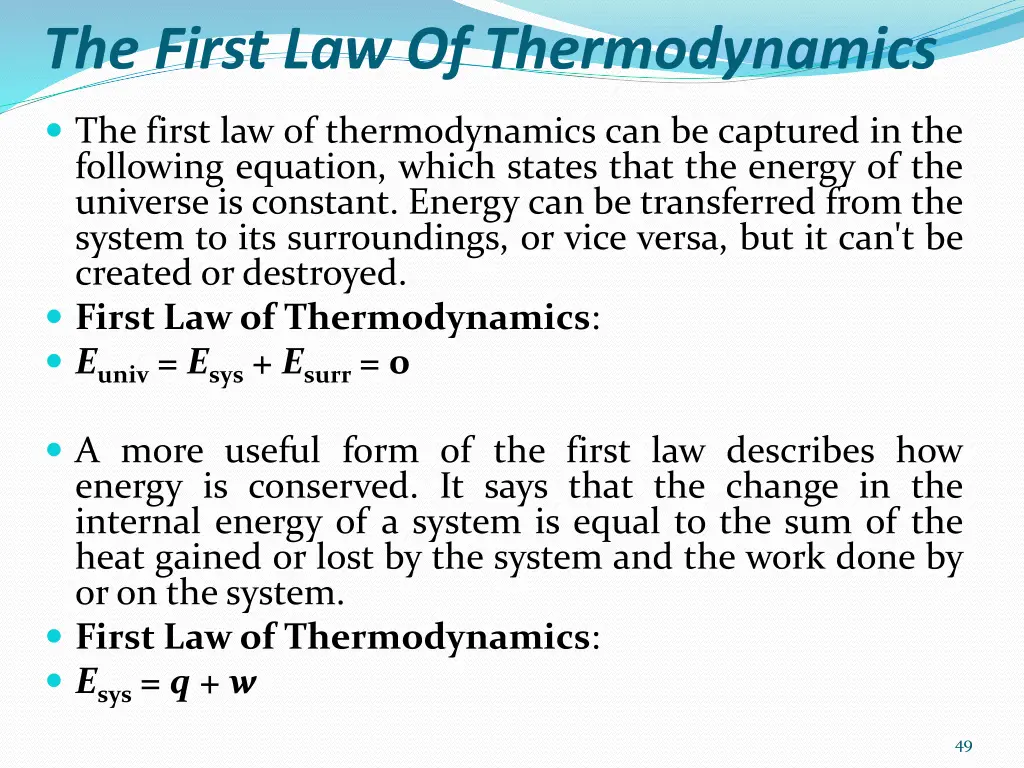 the first law of thermodynamics