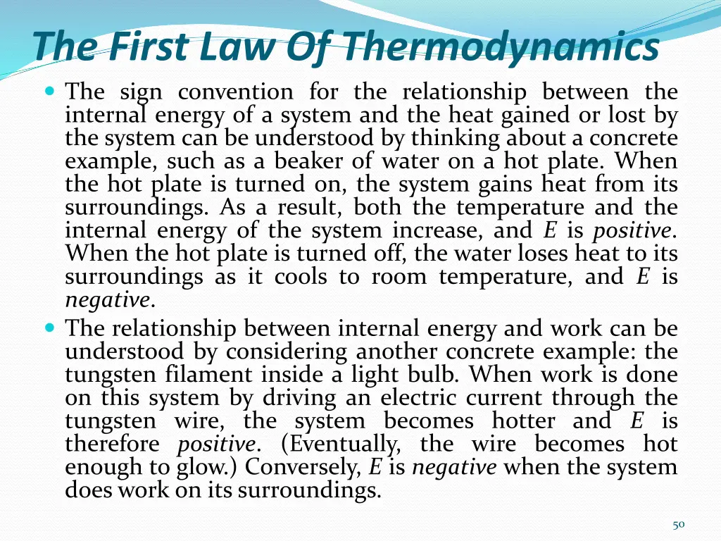 the first law of thermodynamics the sign