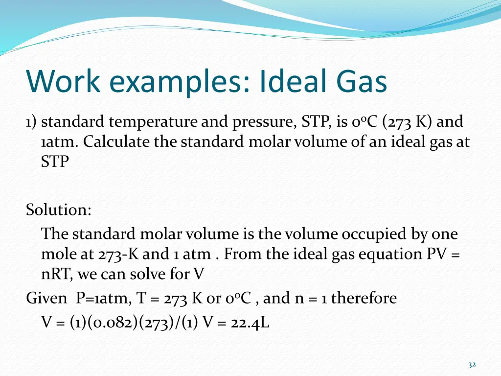 work examples ideal gas