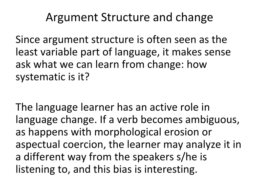 argument structure and change