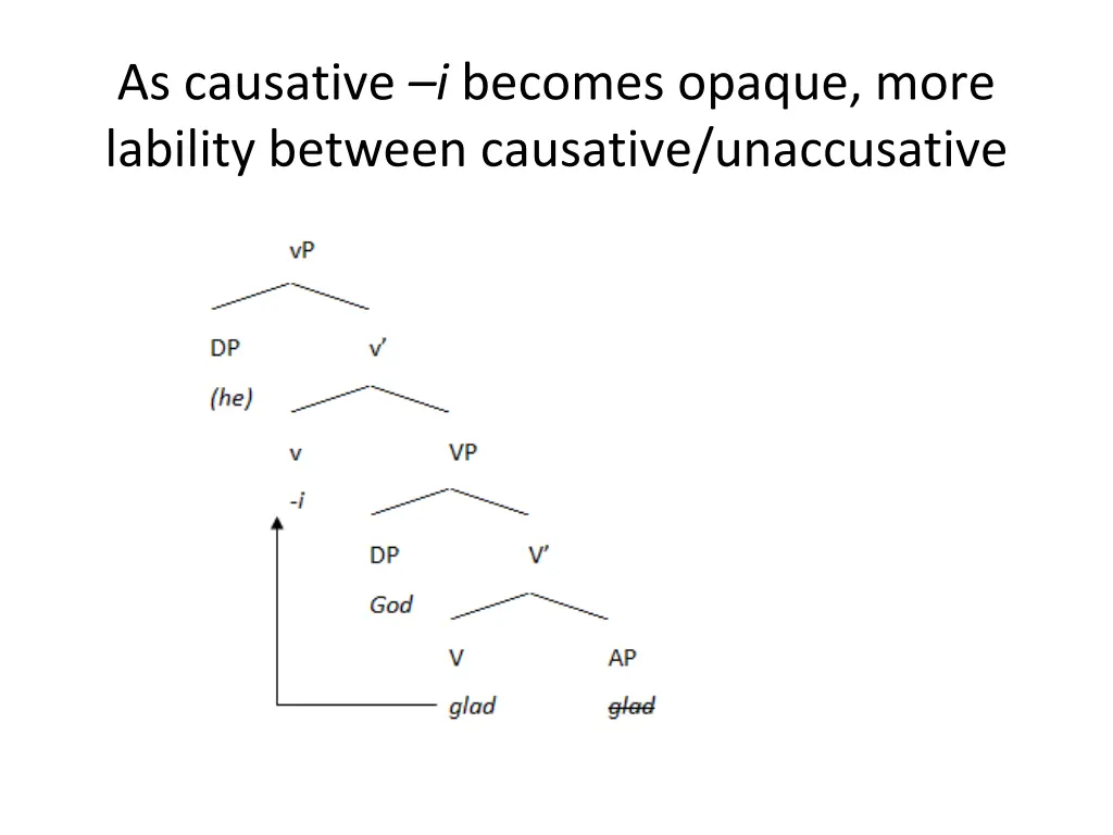 as causative i becomes opaque more lability