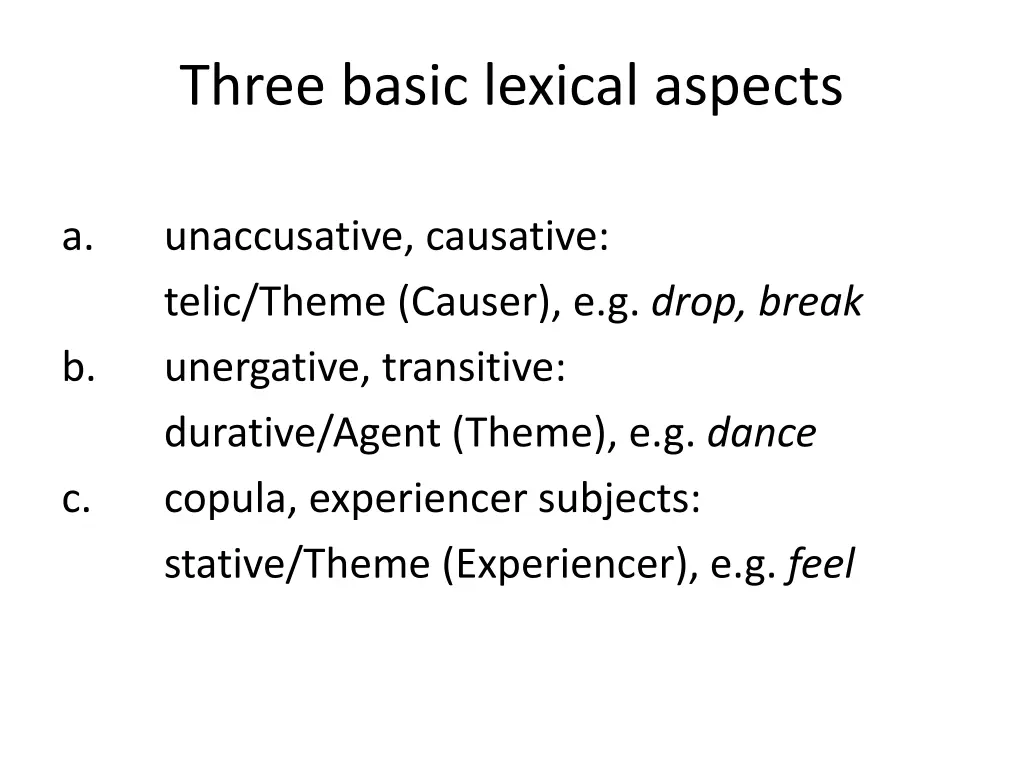 three basic lexical aspects