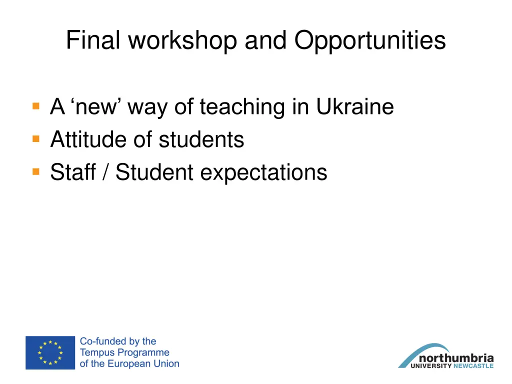 final workshop and opportunities