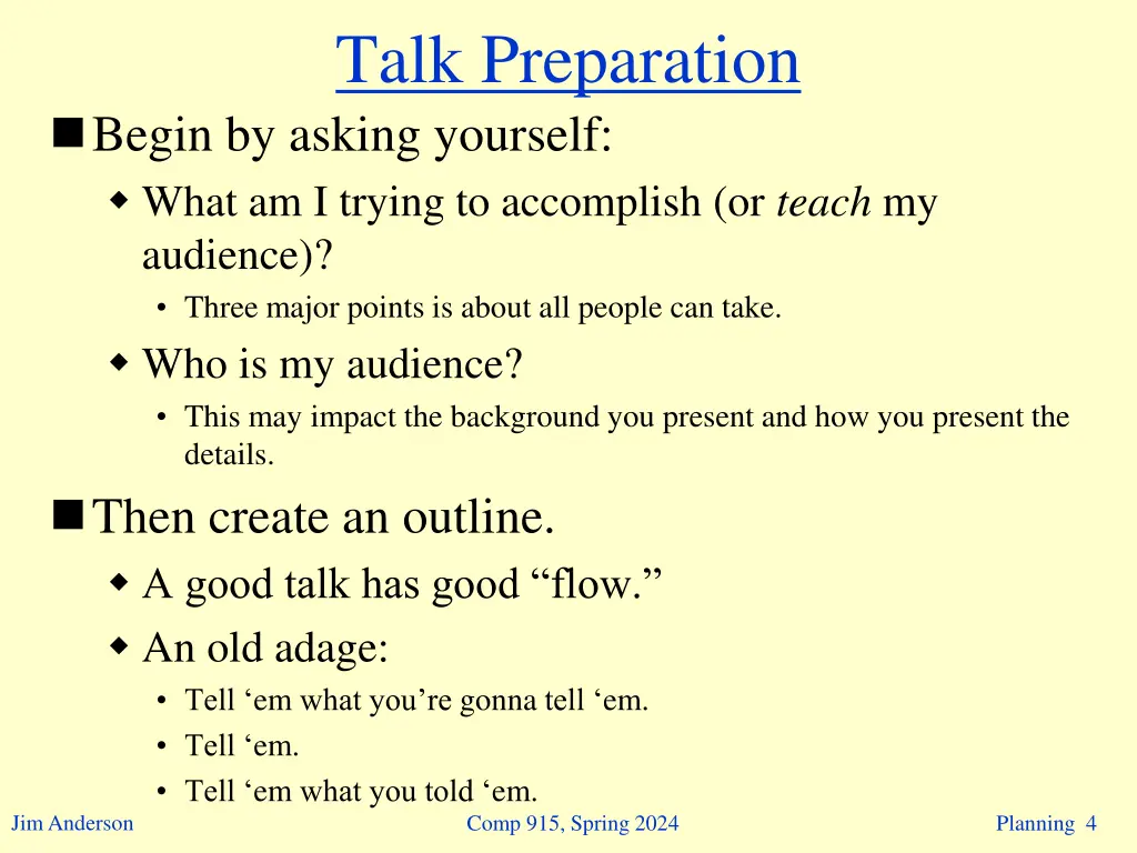 talk preparation