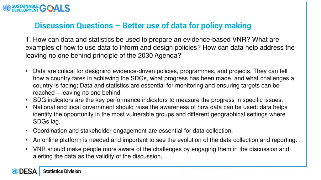 discussion questions better use of data