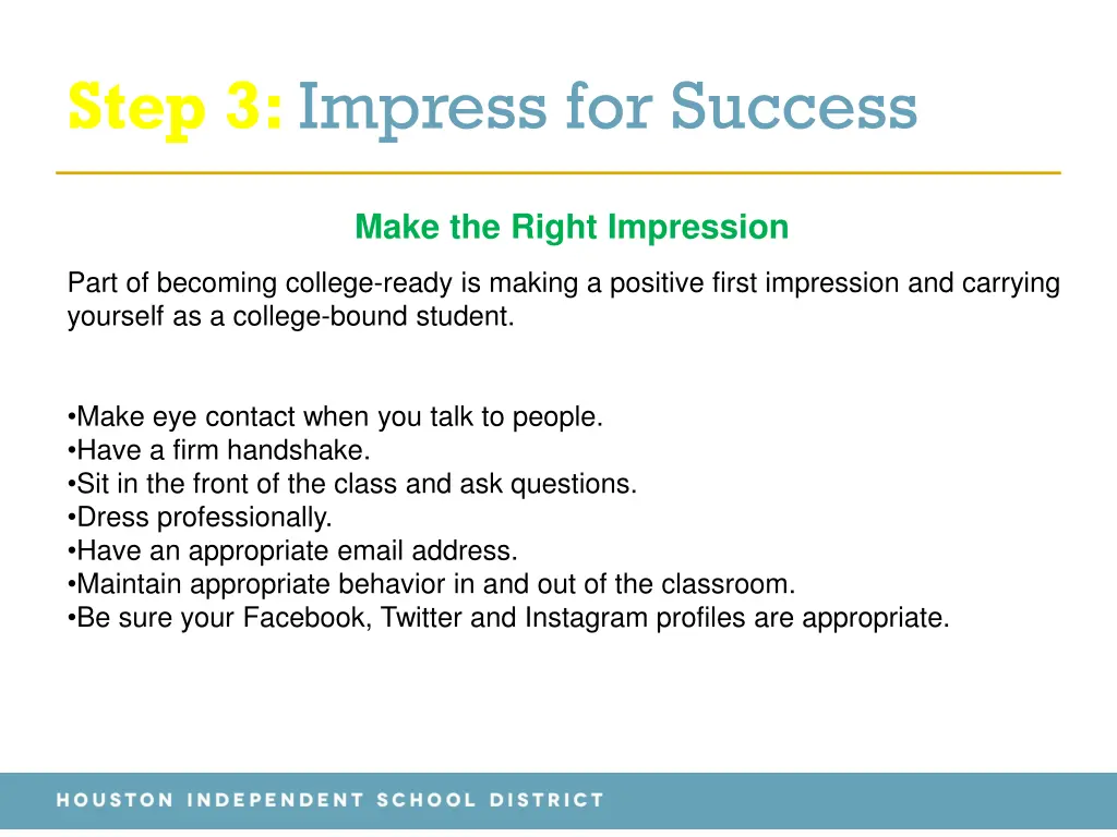 step 3 impress for success