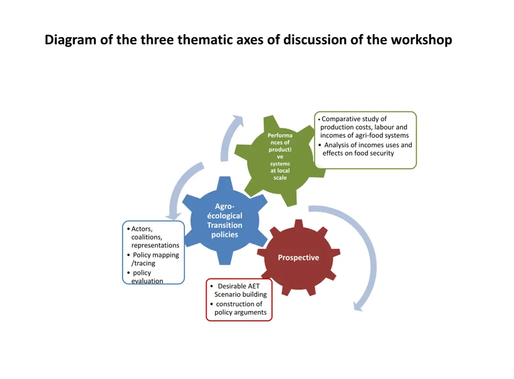 diagram of the three thematic axes of discussion