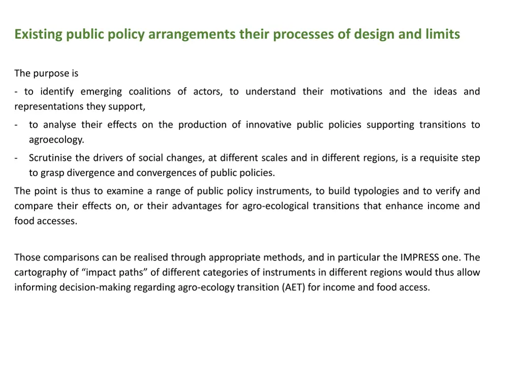 existing public policy arrangements their