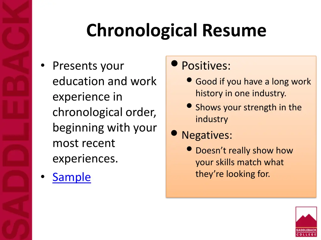 chronological resume