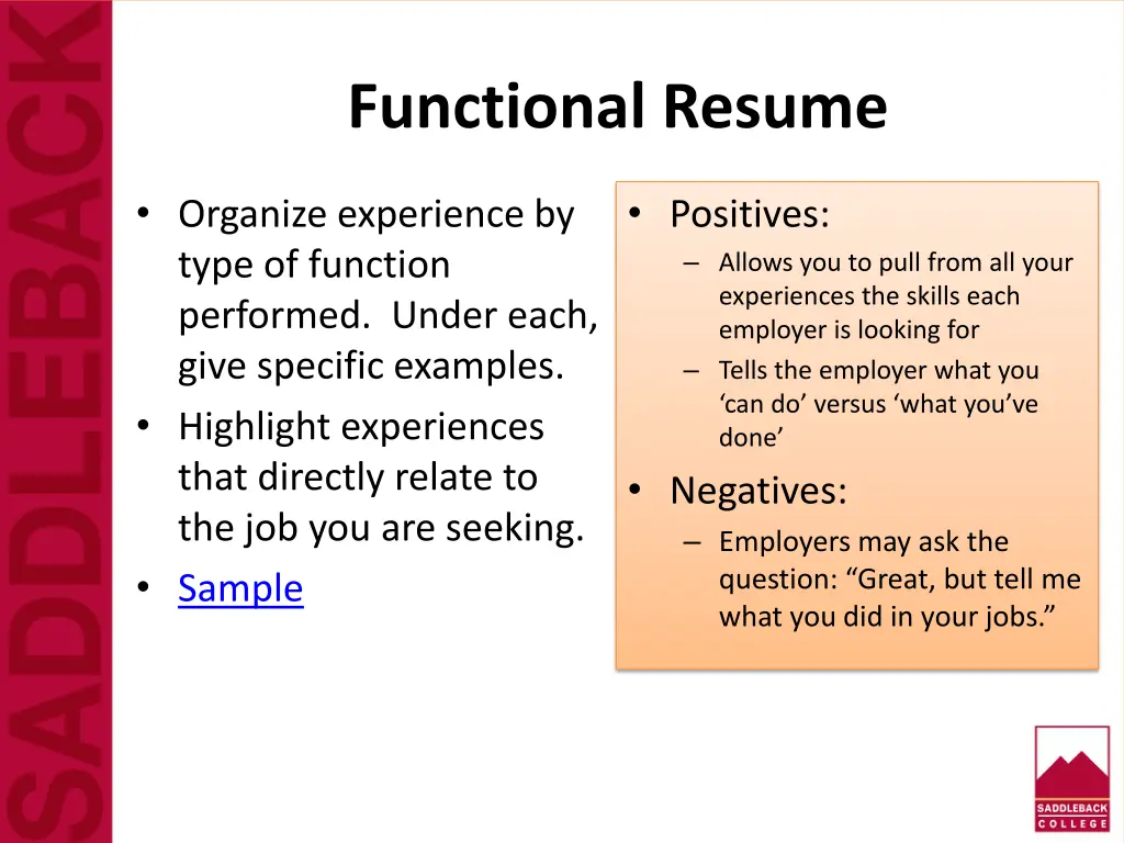 functional resume