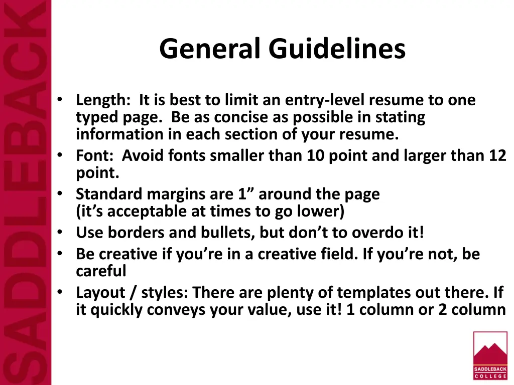 general guidelines