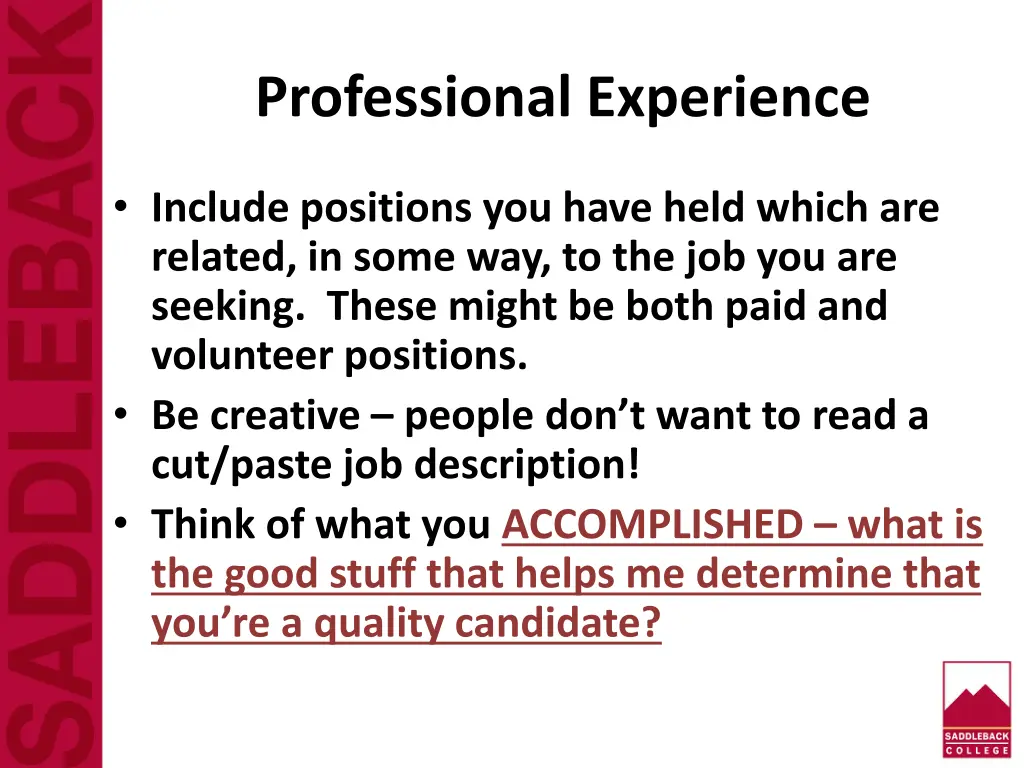 professional experience