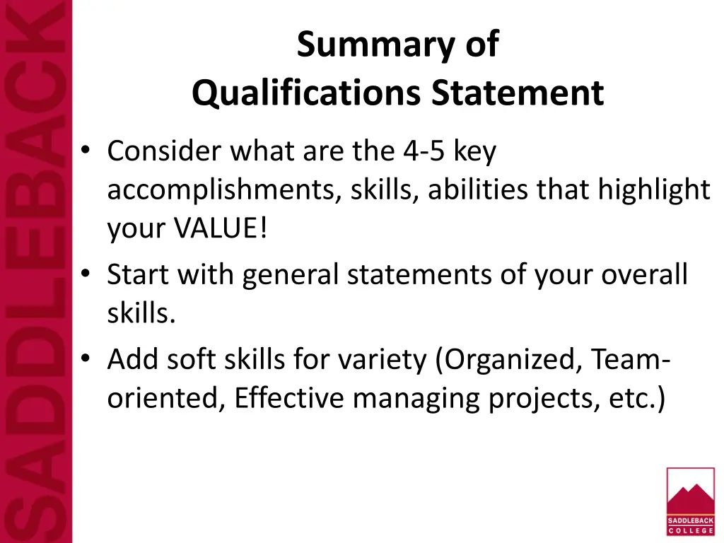 summary of qualifications statement