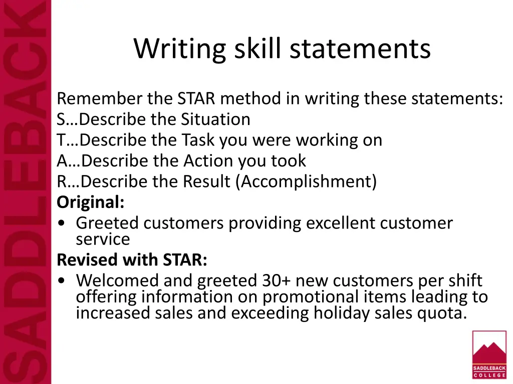 writing skill statements