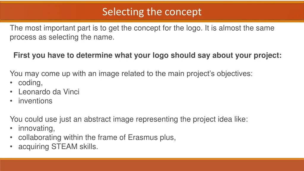 selecting the concept